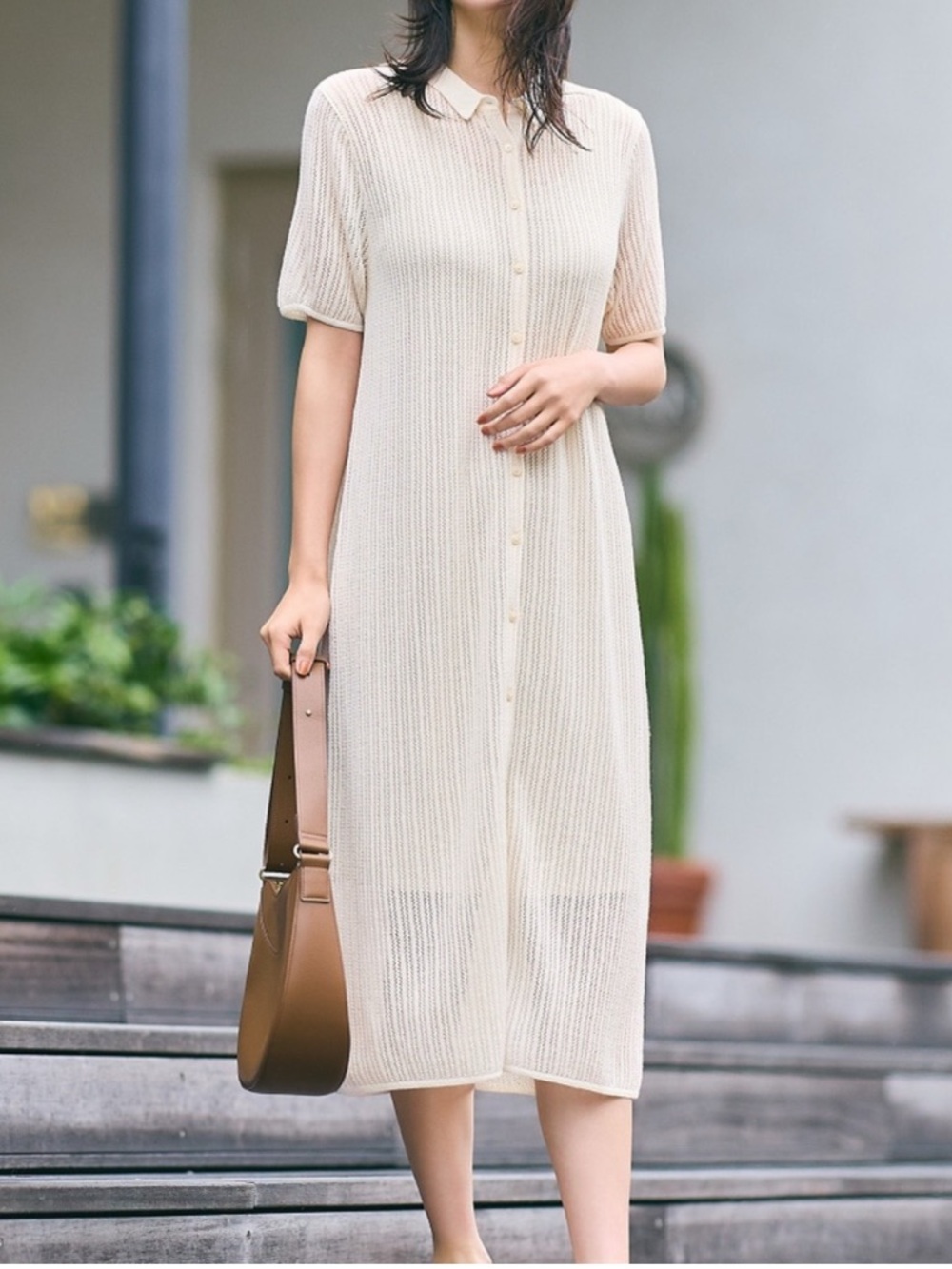 Uniqlo Short Sleeve Lace Knit Dress